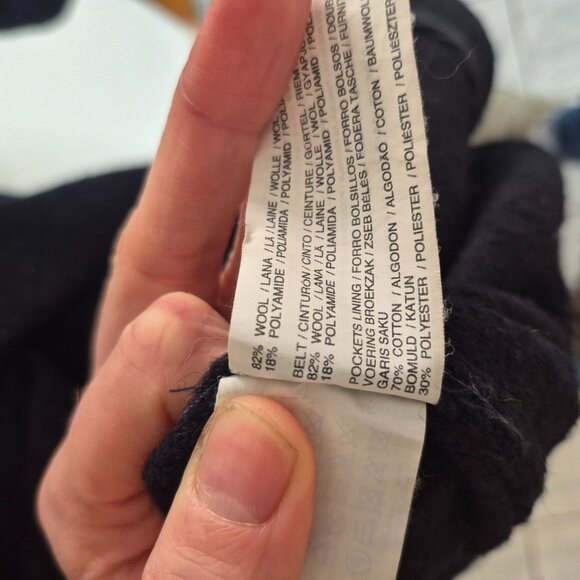 Wool Navy Wrap Coat with Belt - Picture 4 of 4